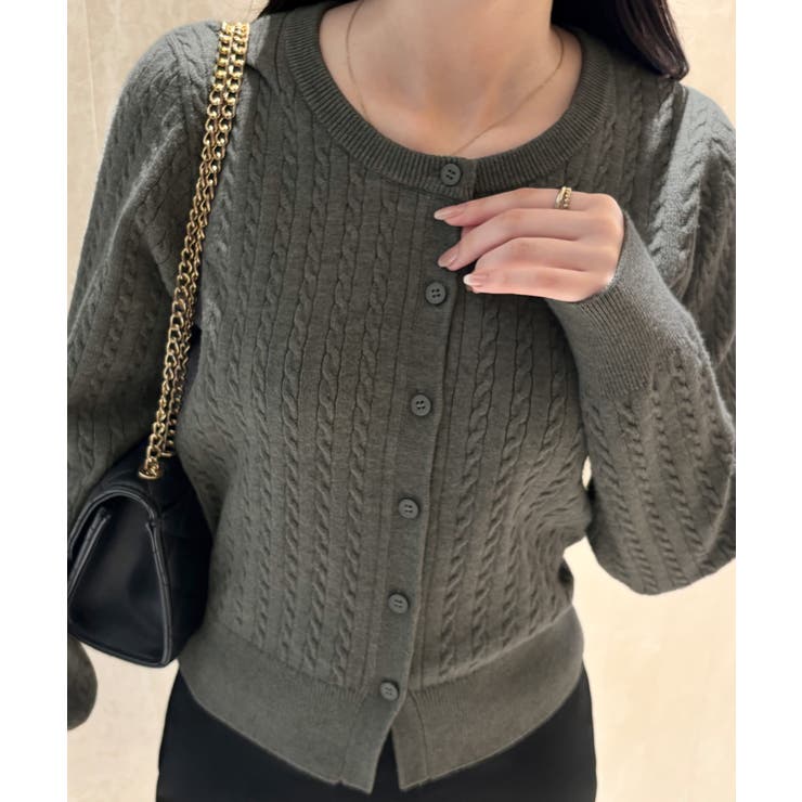 長袖ケーブルニットカーディガン | JUNOAH | 詳細画像10 