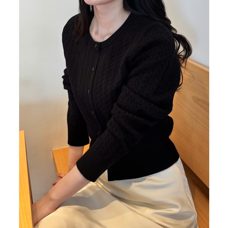 長袖ケーブルニットカーディガン | JUNOAH | 詳細画像3 