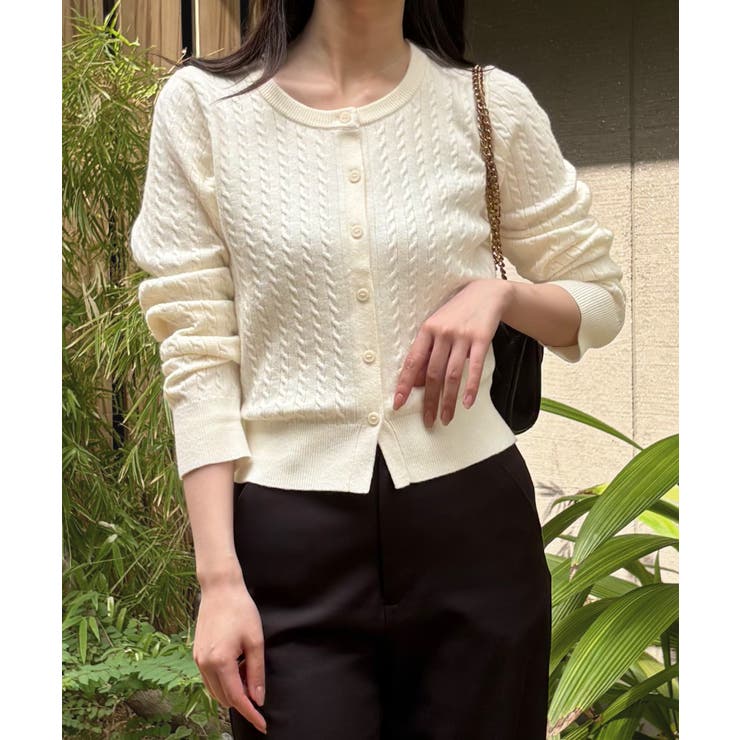 長袖ケーブルニットカーディガン | JUNOAH | 詳細画像5 