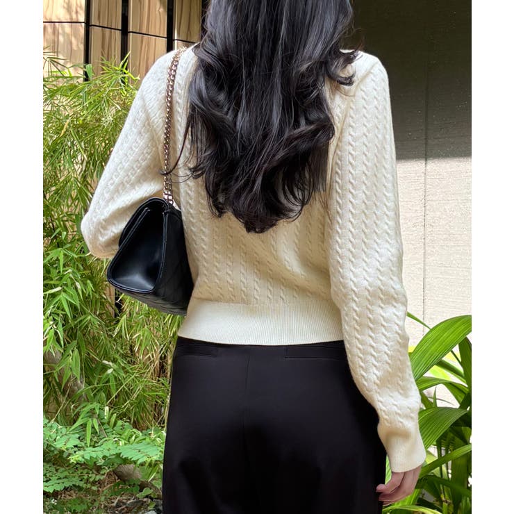 長袖ケーブルニットカーディガン | JUNOAH | 詳細画像6 
