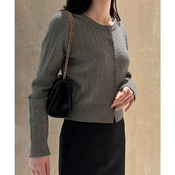 長袖ケーブルニットカーディガン | JUNOAH | 詳細画像9 