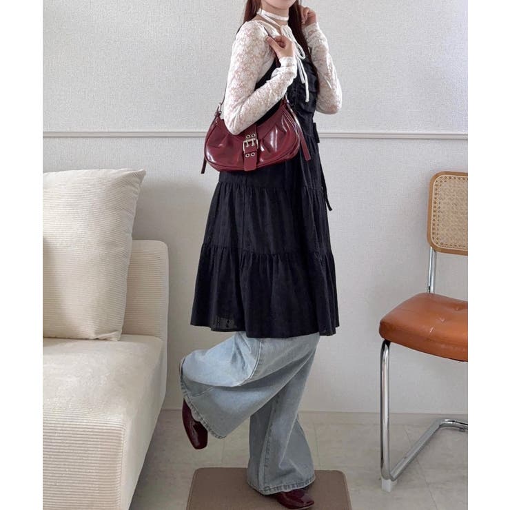 綿レースドロストミニワンピース | JUNOAH | 詳細画像12 