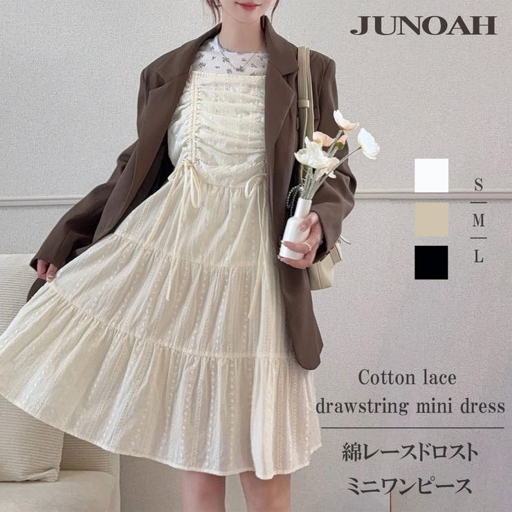 綿レースドロストミニワンピース | JUNOAH | 詳細画像1 