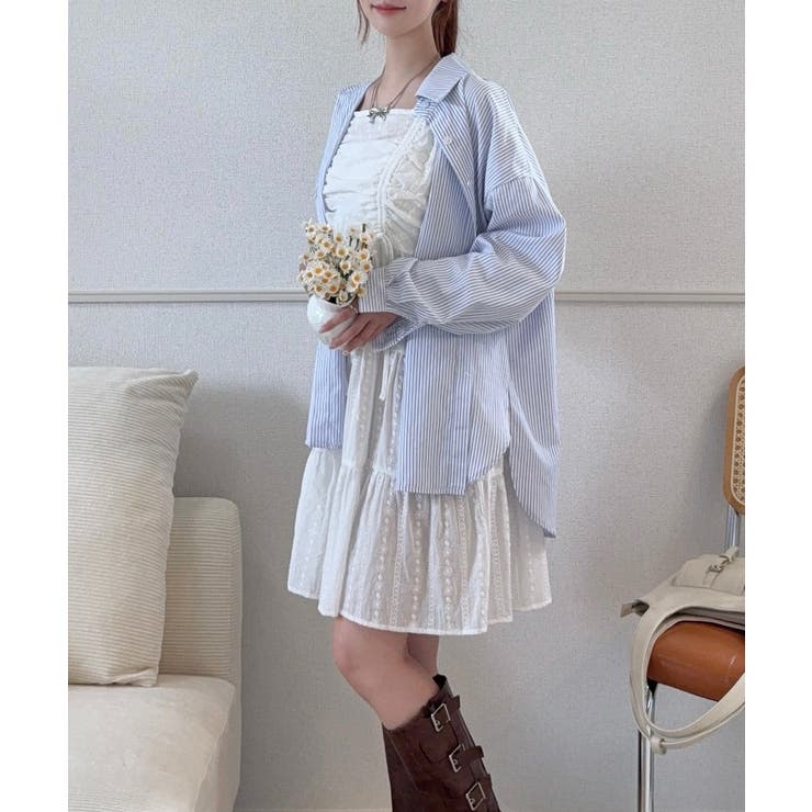 綿レースドロストミニワンピース | JUNOAH | 詳細画像4 