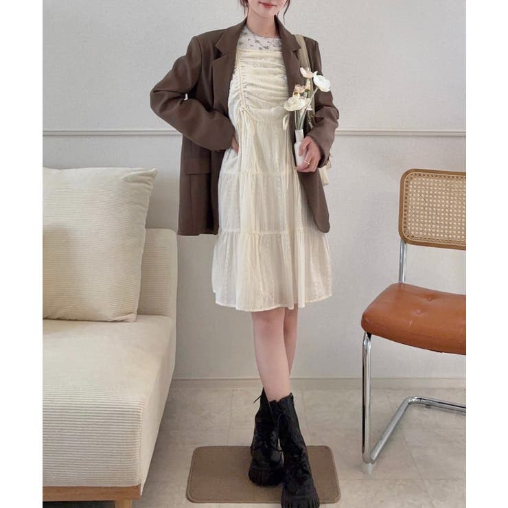 綿レースドロストミニワンピース | JUNOAH | 詳細画像5 