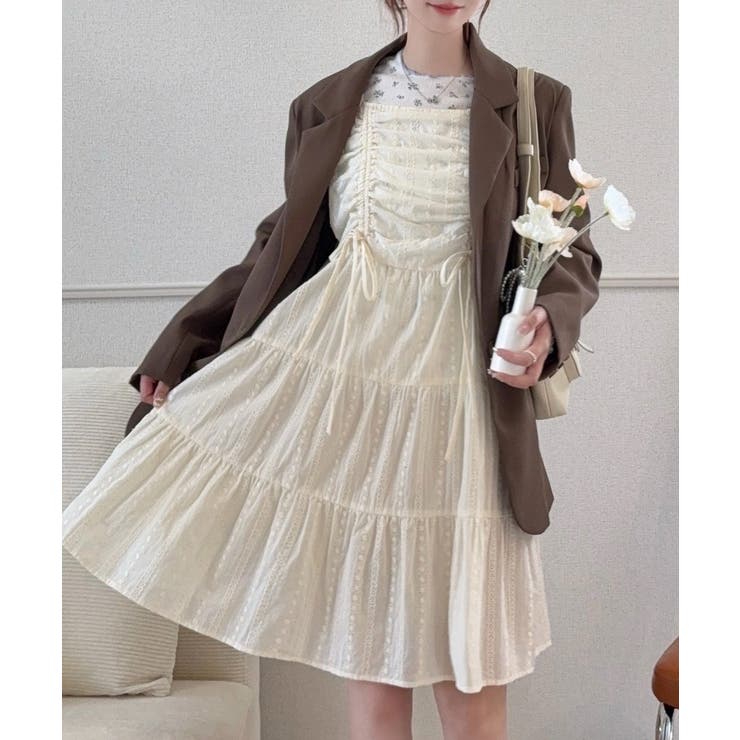 綿レースドロストミニワンピース | JUNOAH | 詳細画像7 