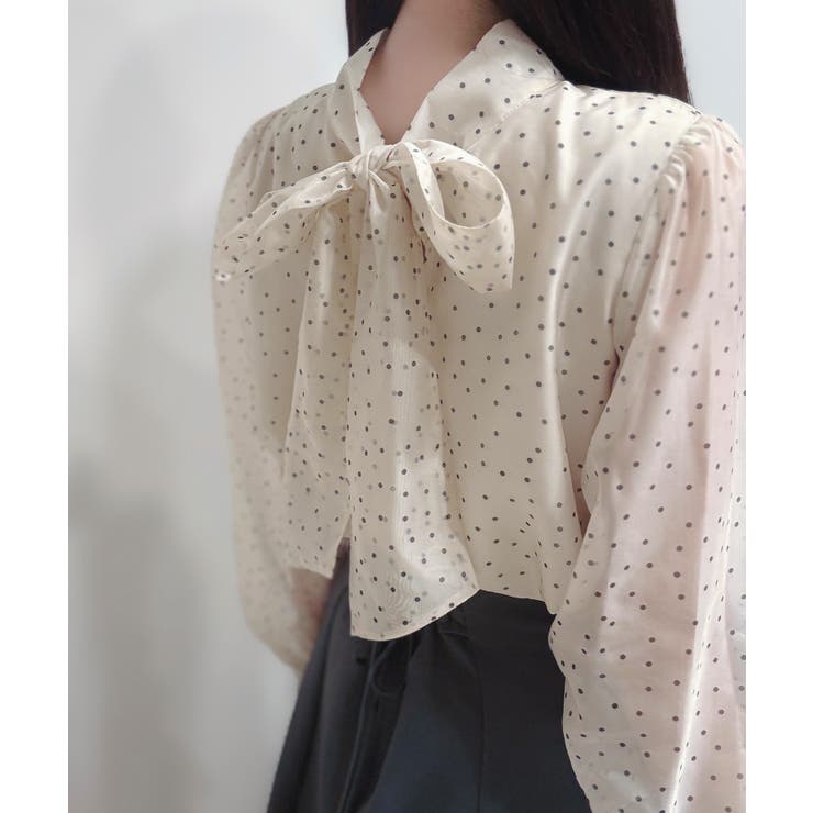 2wayリボンオーガンジーパール釦ブラウス | JUNOAH | 詳細画像14 