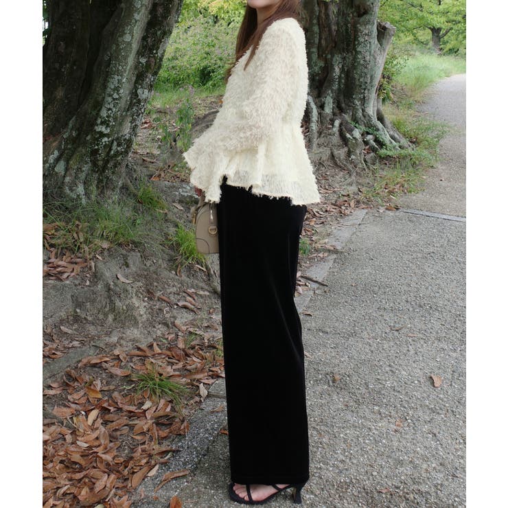 フリンジジャガードベルスリーブペプラムブラウス | JUNOAH | 詳細画像4 