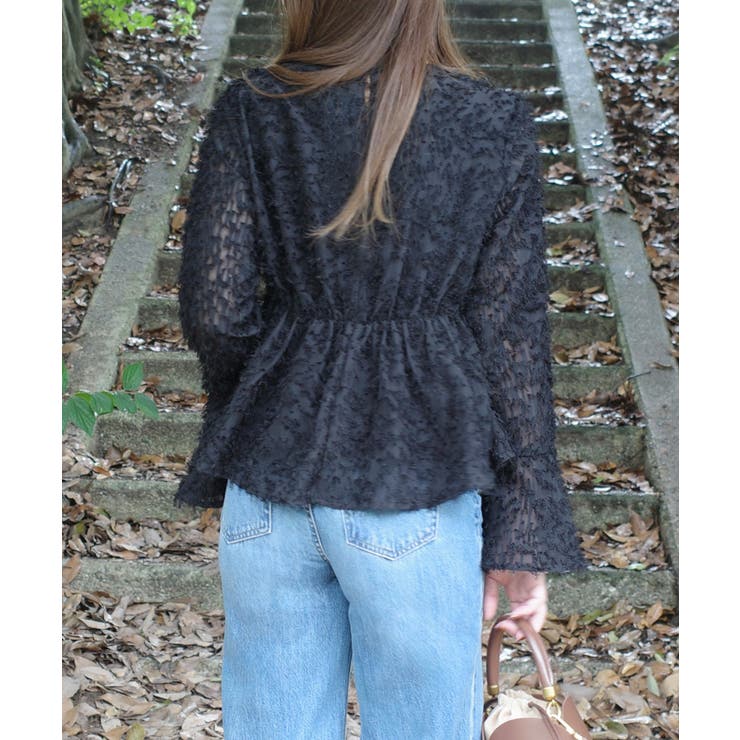 フリンジジャガードベルスリーブペプラムブラウス | JUNOAH | 詳細画像7 