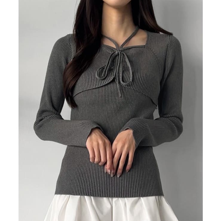 ビスチェリボンホルターニット | JUNOAH | 詳細画像5 