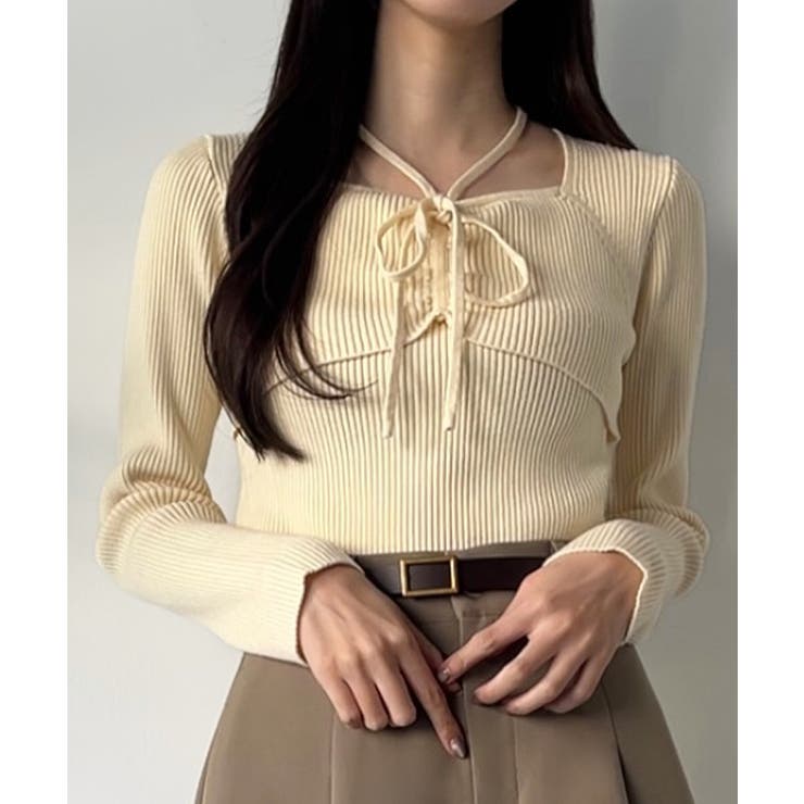 ビスチェリボンホルターニット | JUNOAH | 詳細画像7 