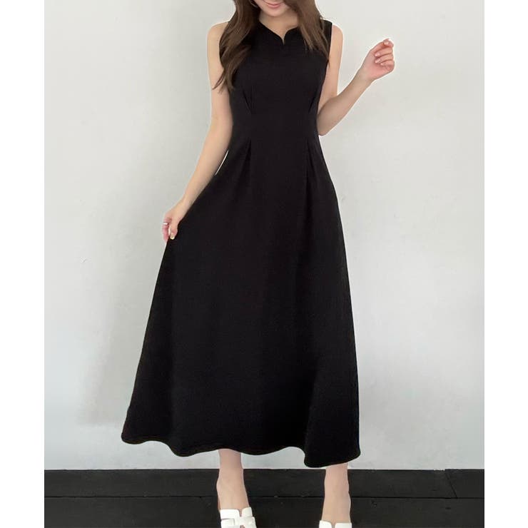 ブラック | キーネックノースリーブワンピース | JUNOAH