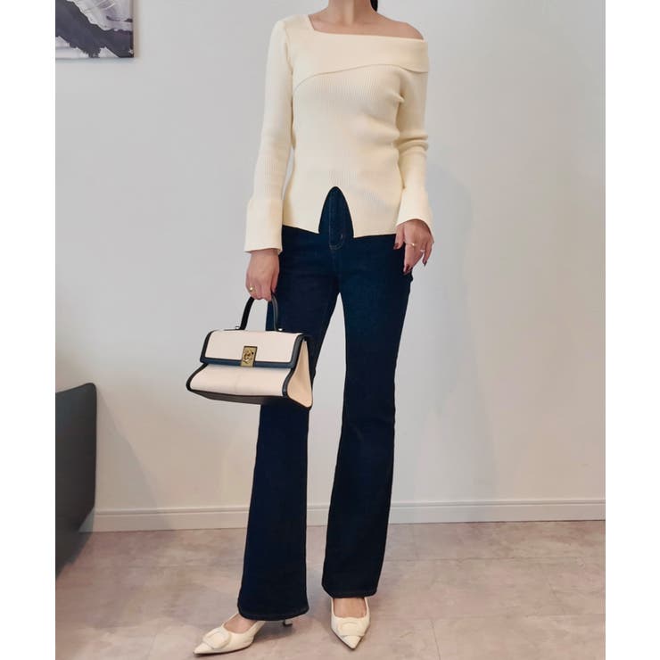 2wayワンショルフロントスリットリブニット | JUNOAH | 詳細画像4 