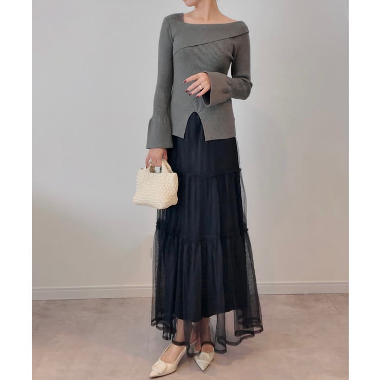 2wayワンショルフロントスリットリブニット | JUNOAH | 詳細画像6 