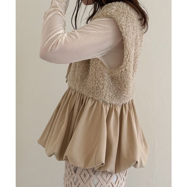 前後2wayボアバルーンペプラムベスト | JUNOAH | 詳細画像5 