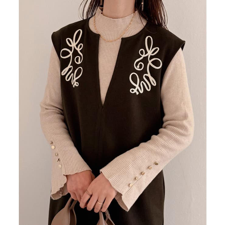 コード刺繍キーネックワンピース | JUNOAH | 詳細画像13 