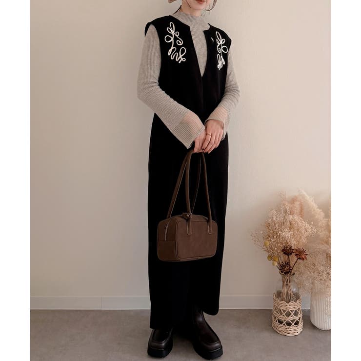 コード刺繍キーネックワンピース | JUNOAH | 詳細画像3 