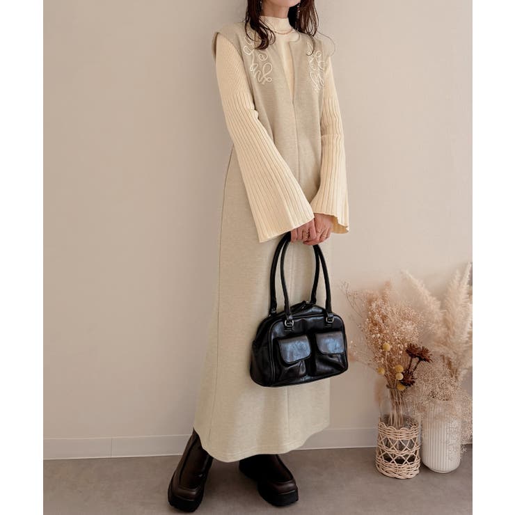 コード刺繍キーネックワンピース | JUNOAH | 詳細画像7 