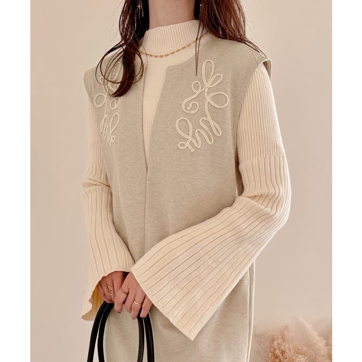 コード刺繍キーネックワンピース | JUNOAH | 詳細画像9 