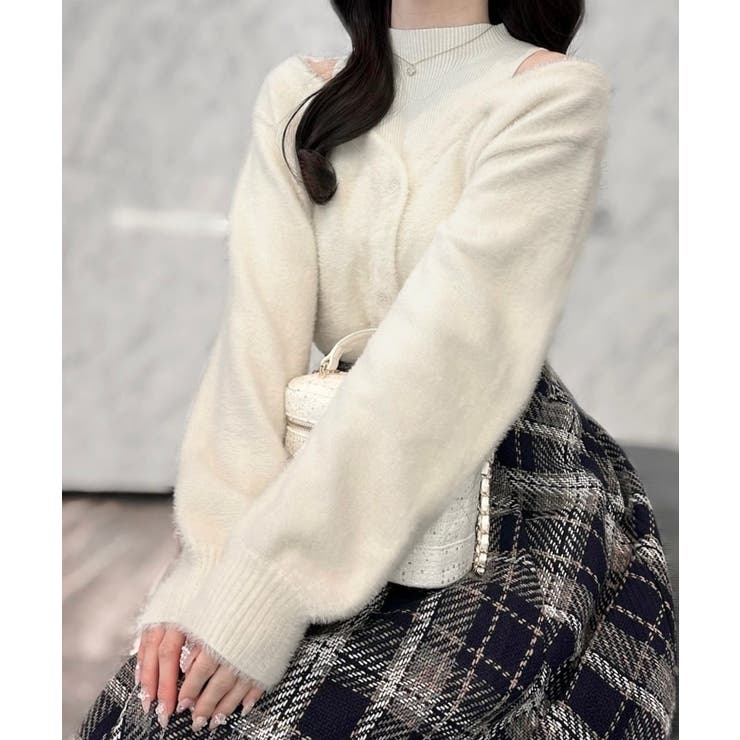 シャギードッキングショートニットトップス | JUNOAH | 詳細画像4 