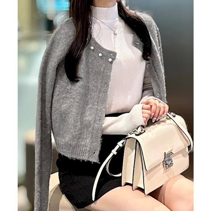 パールビジューネックニットカーディガン（薄手） | JUNOAH | 詳細画像11 