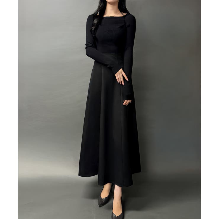 ドッキングニットフレアワンピース【ペチスカートセット】 | JUNOAH | 詳細画像11 