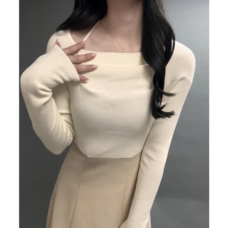 ドッキングニットフレアワンピース【ペチスカートセット】 | JUNOAH | 詳細画像5 