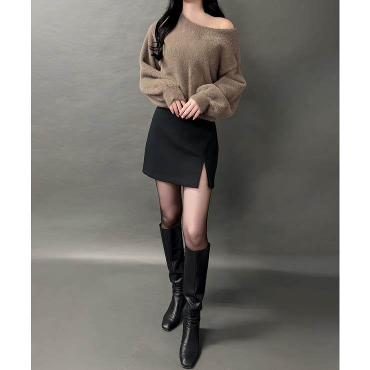 【紐取り外し可能】ワンショルチョーカーシャギーニットトップス | JUNOAH | 詳細画像10 