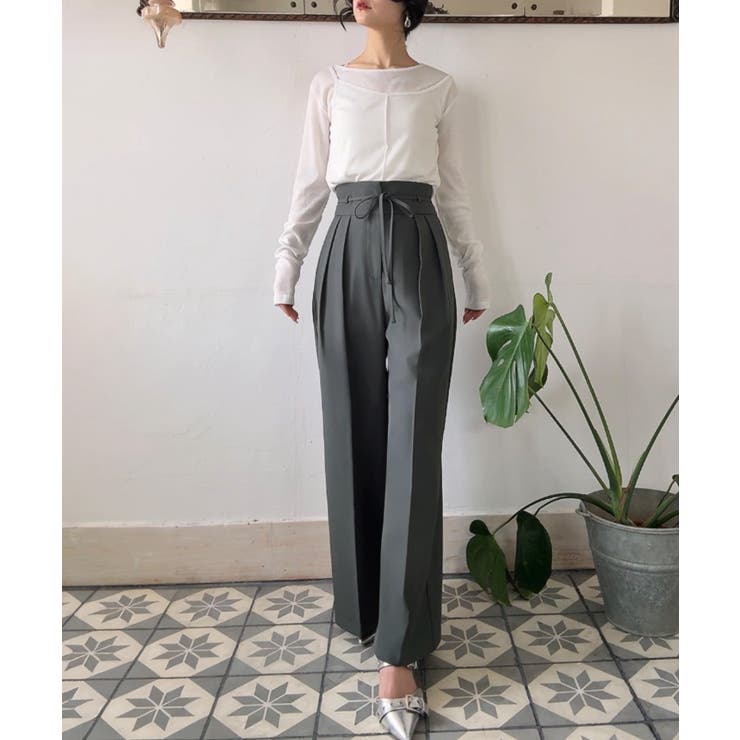 リボンワイドスラックス(裏地なし) | JUNOAH | 詳細画像10 