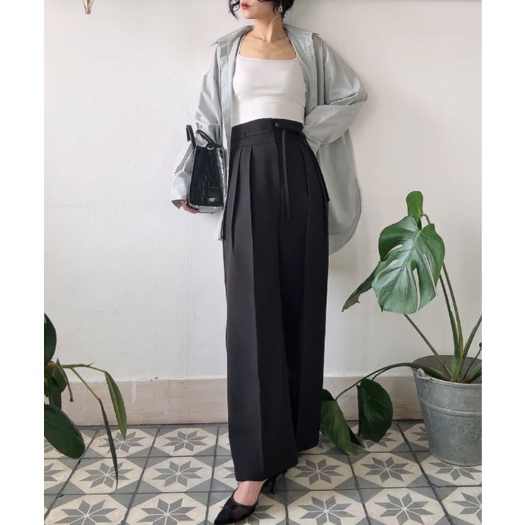 リボンワイドスラックス(裏地なし) | JUNOAH | 詳細画像3 