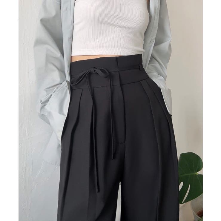 リボンワイドスラックス(裏地なし) | JUNOAH | 詳細画像4 