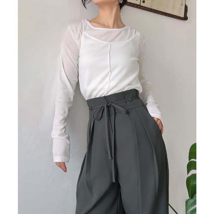 リボンワイドスラックス(裏地なし) | JUNOAH | 詳細画像9 