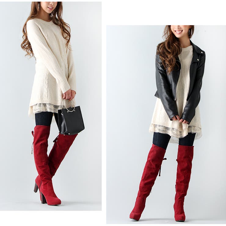 裾レースAラインニットチュニック/トップス/セーター/長袖/春夏秋冬 | JUNOAH | 詳細画像2