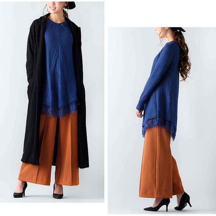 裾レースAラインニットチュニック/トップス/セーター/長袖/春夏秋冬 | JUNOAH | 詳細画像4