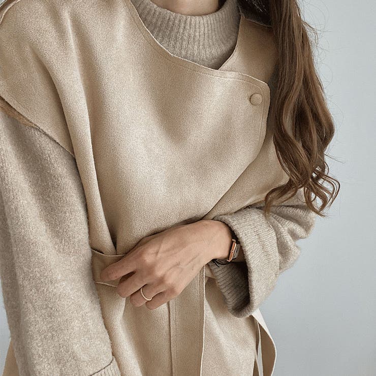 ベルト付きくるみボタンフェイクムートンベスト | LAUIR | 詳細画像10 