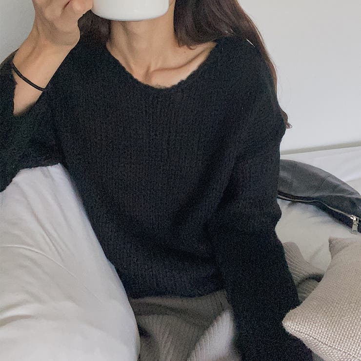 MACHATT 24AW ラムズウールローゲージニット ブラック ALL | MACHATT ONLINE STORE