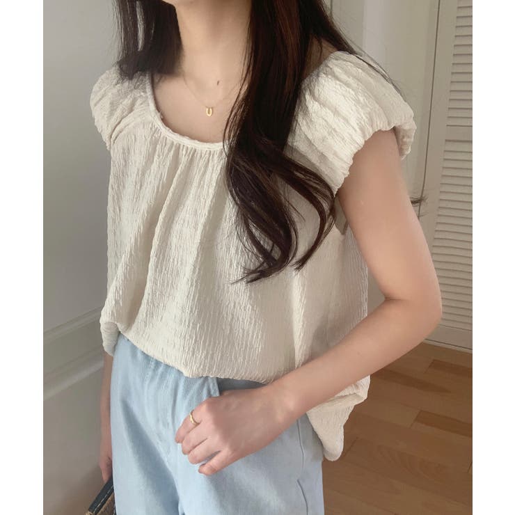 アイボリー | ぽこぽこギャザーブラウス | LAUIR