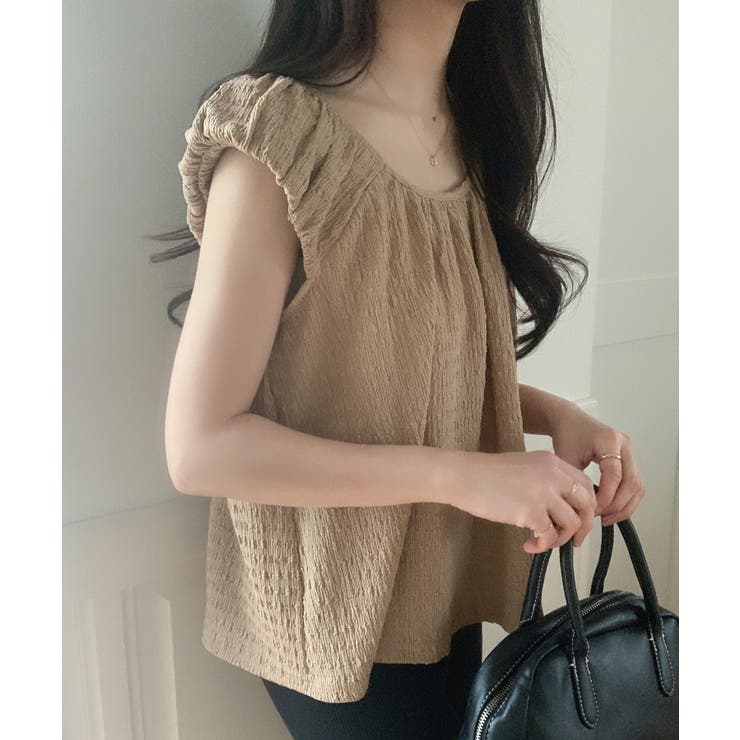 ベージュ | ぽこぽこギャザーブラウス | LAUIR