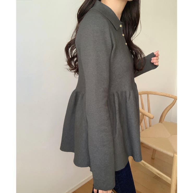 ポロ襟ペプラムニットトップス | LAUIR | 詳細画像11 