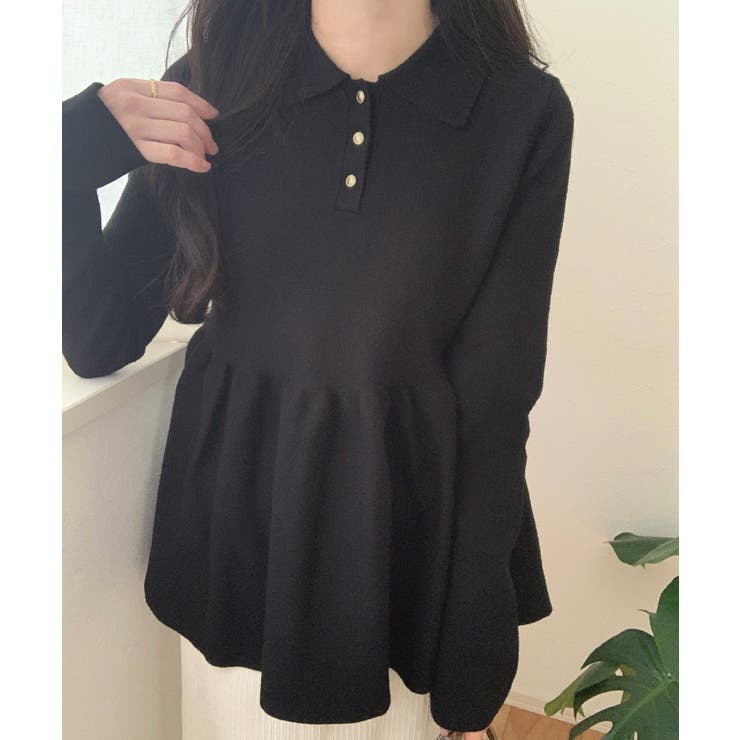 ポロ襟ペプラムニットトップス | LAUIR | 詳細画像2 