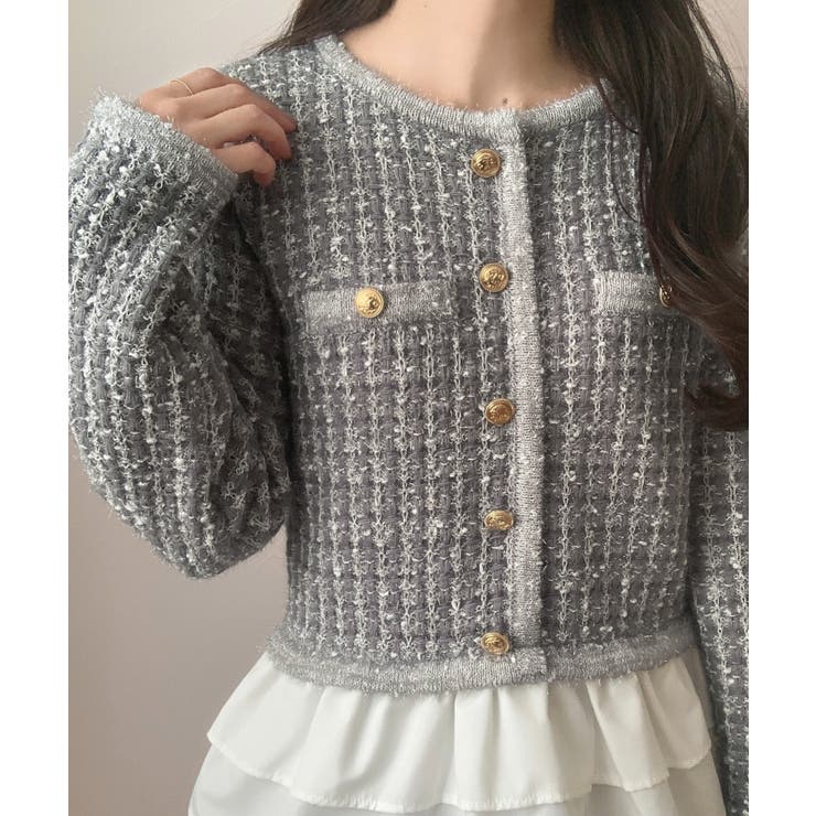 ペプラムツイードニットトップス | LAUIR | 詳細画像10 