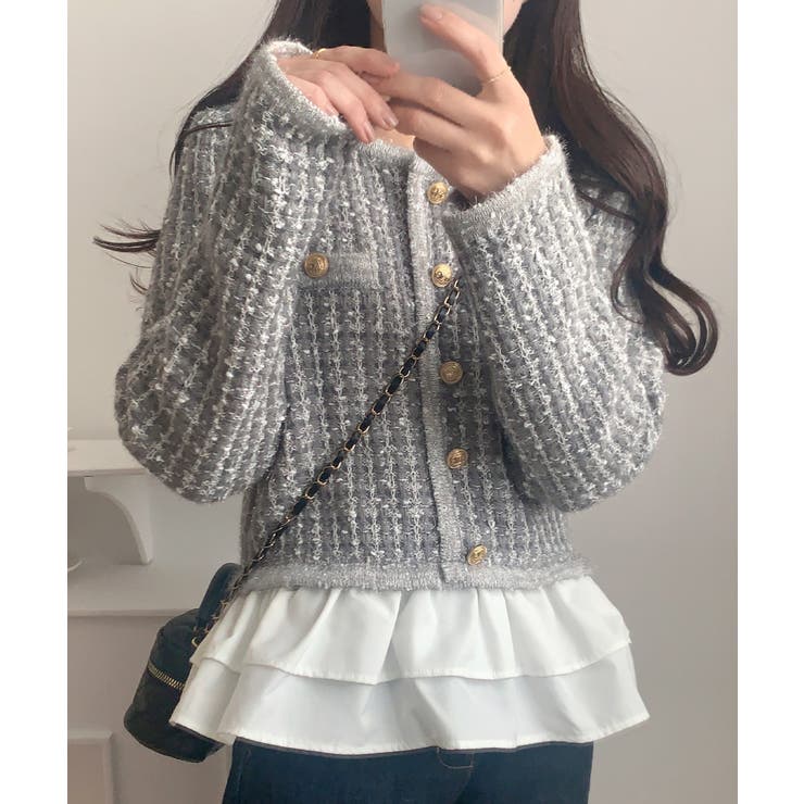 ペプラムツイードニットトップス | LAUIR | 詳細画像11 