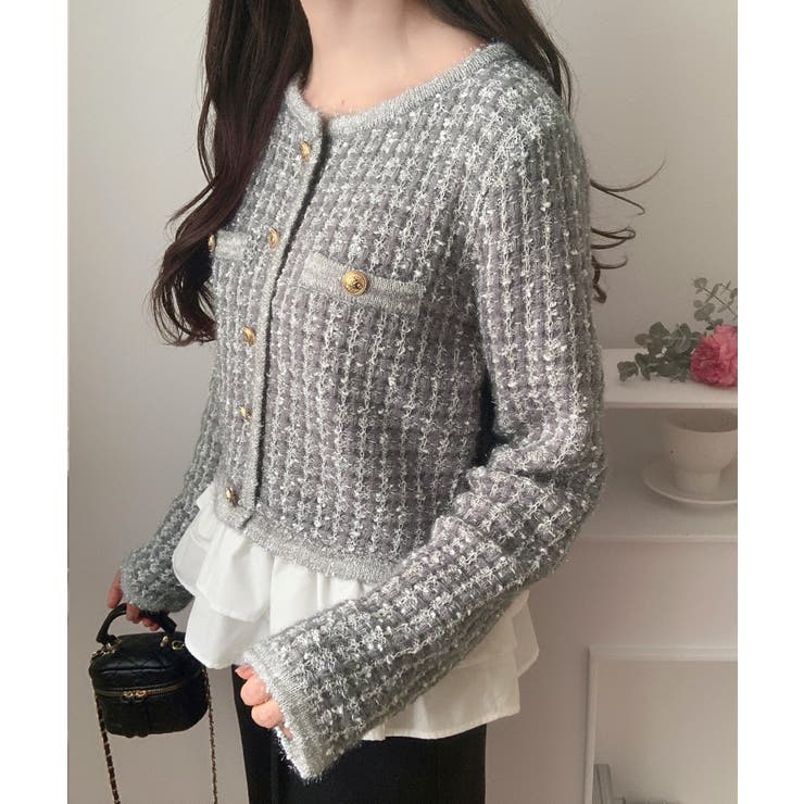 ペプラムツイードニットトップス | LAUIR | 詳細画像12 