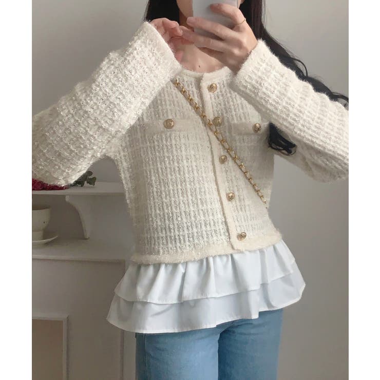 ペプラムツイードニットトップス | LAUIR | 詳細画像4 