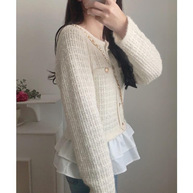 ペプラムツイードニットトップス | LAUIR | 詳細画像5 