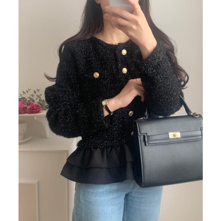 ペプラムツイードニットトップス | LAUIR | 詳細画像6 