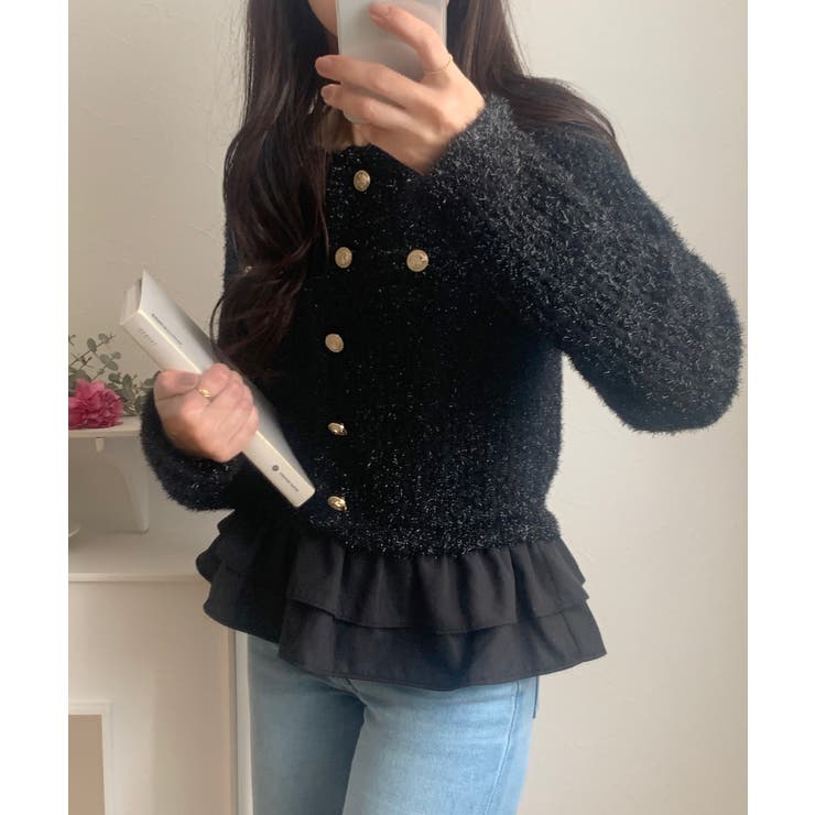 ペプラムツイードニットトップス | LAUIR | 詳細画像7 