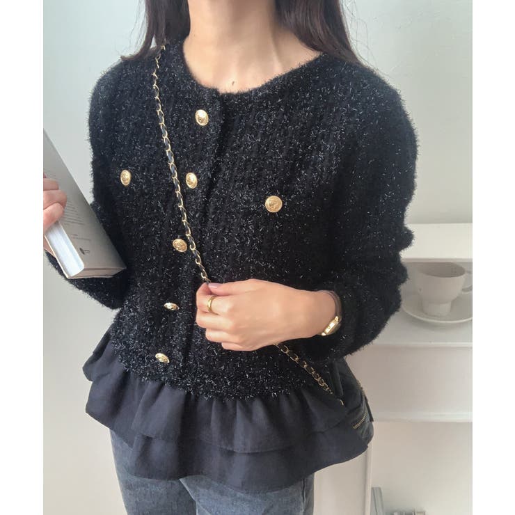 ペプラムツイードニットトップス | LAUIR | 詳細画像8 