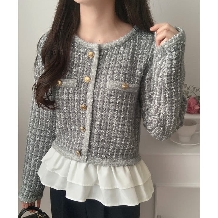 ペプラムツイードニットトップス | LAUIR | 詳細画像9 