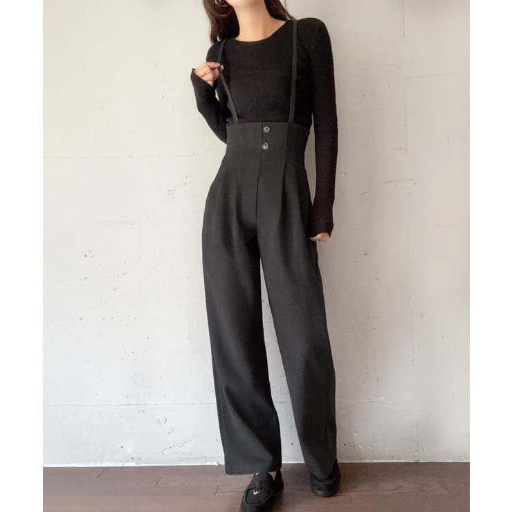 チャコール | ハイウエストワイドサロペット | LAUIR